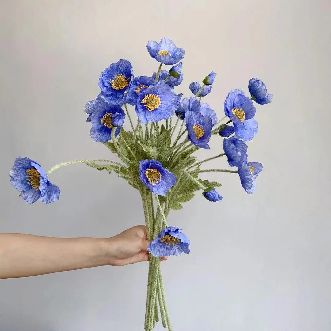 Artificial Flowers Fake Poppy Silk Flowers Long Stem Housewarming