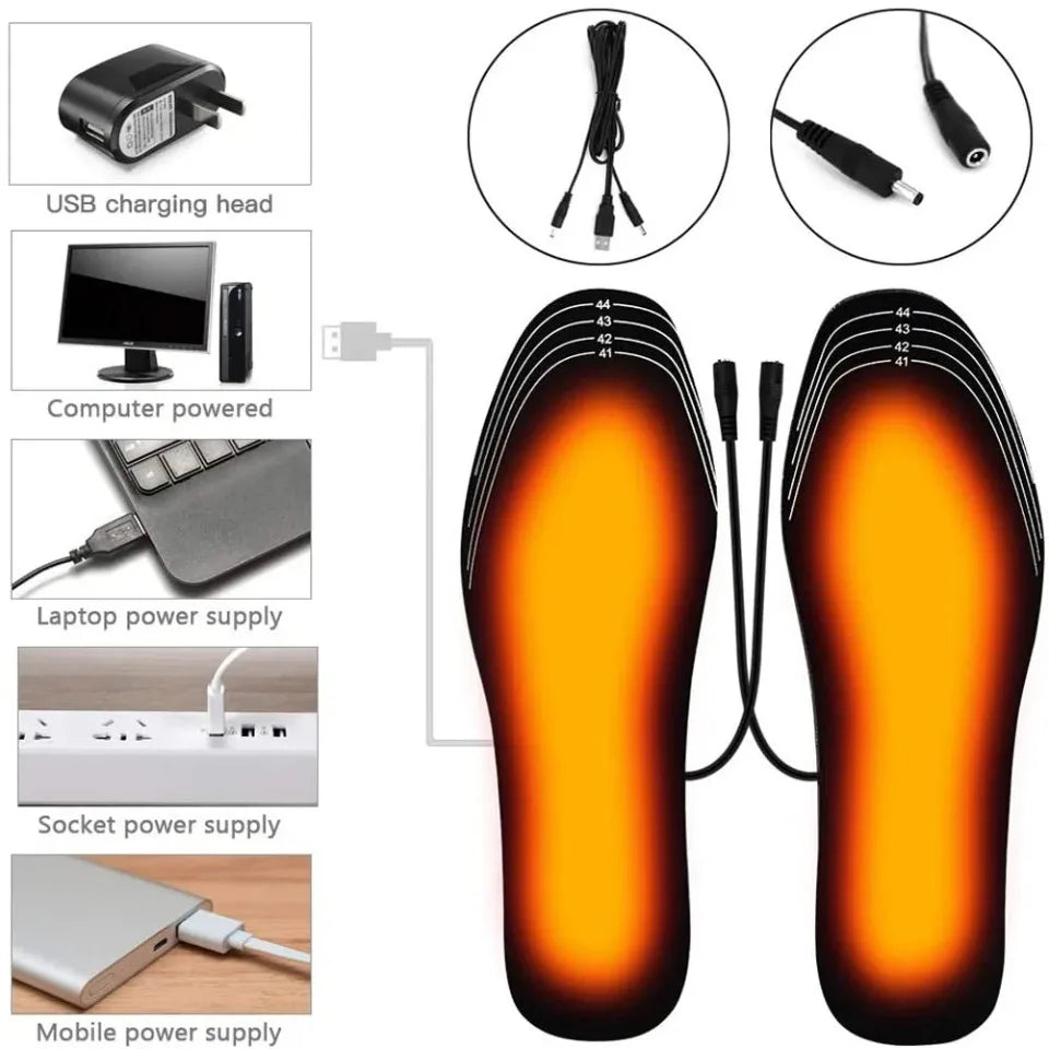 USB Rechargeable Heated Insoles for Winter Customizable Electric Shoe