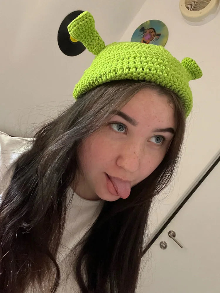 Winter Hats For Women Men Balaclava Monster Shrek Wool Hat Creative