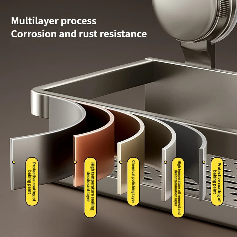 Multifunctional Suction Cup Rack Kitchen Utensils Storage Wall Mounted