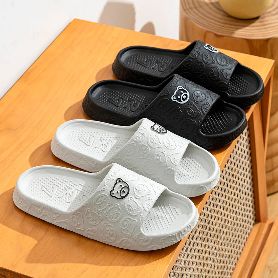 Summer Fashion Men's Slippers Printting Little Bear Sandals Indoor