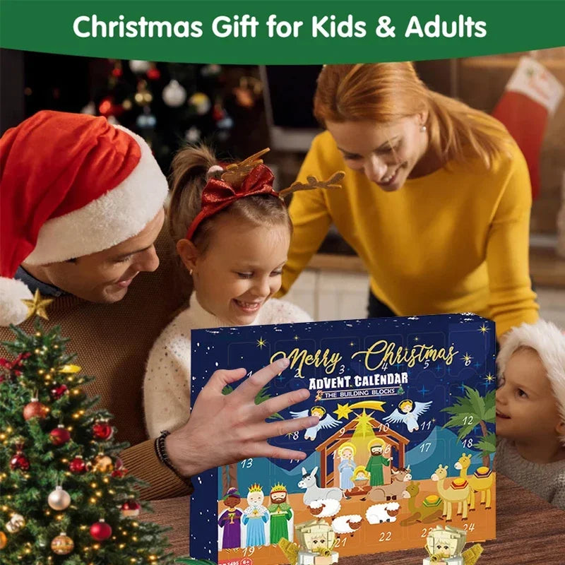 DIY Christmas Advent Calendar Gift Box Nativity Jesus Bricks Toys