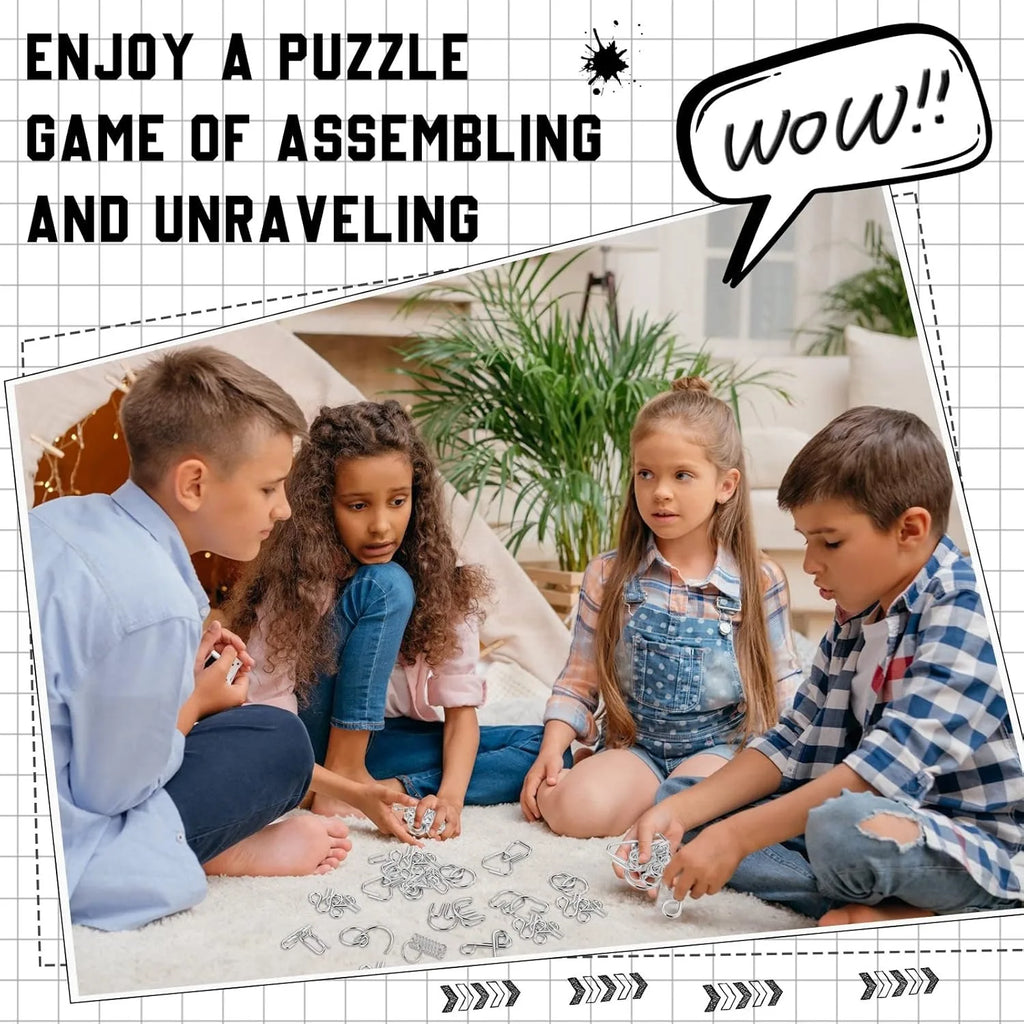 Metal Wire Puzzle Set, Brain Teaser IQ Test Disentanglement Iron Link