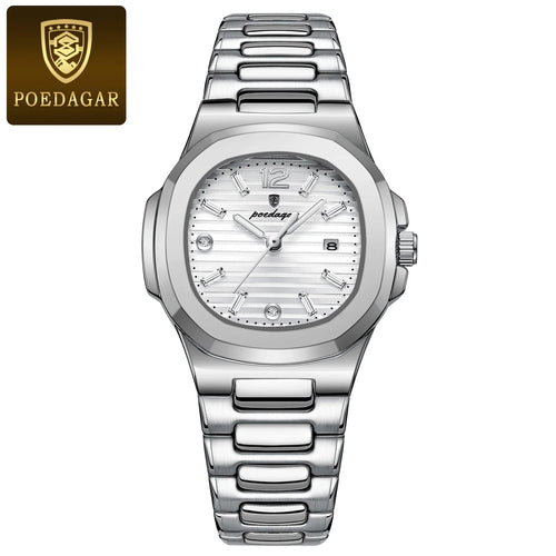 POEDAGAR Square Fashion Woman Wristwatch Luminous Waterproof Date