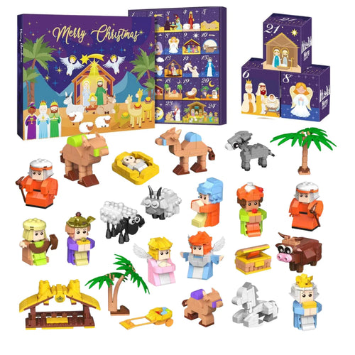 DIY Christmas Advent Calendar Gift Box Nativity Jesus Bricks Toys