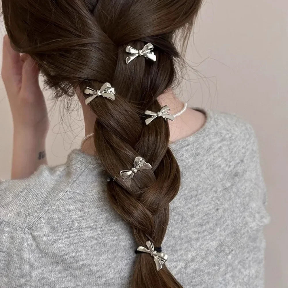 4Pcs/set of Women's New Golden Bow Mini Hairpins, Sweet and Cool Girl