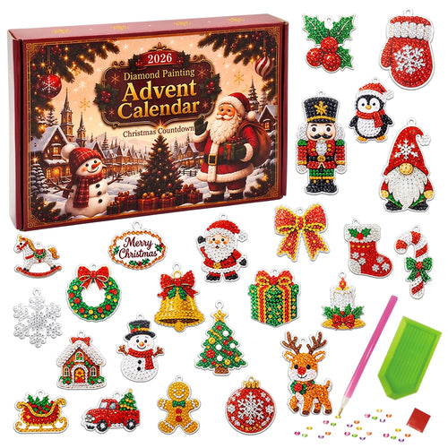 Christmas Advent Calendar DIY Diamond Art Kit, 24 Days Countdown