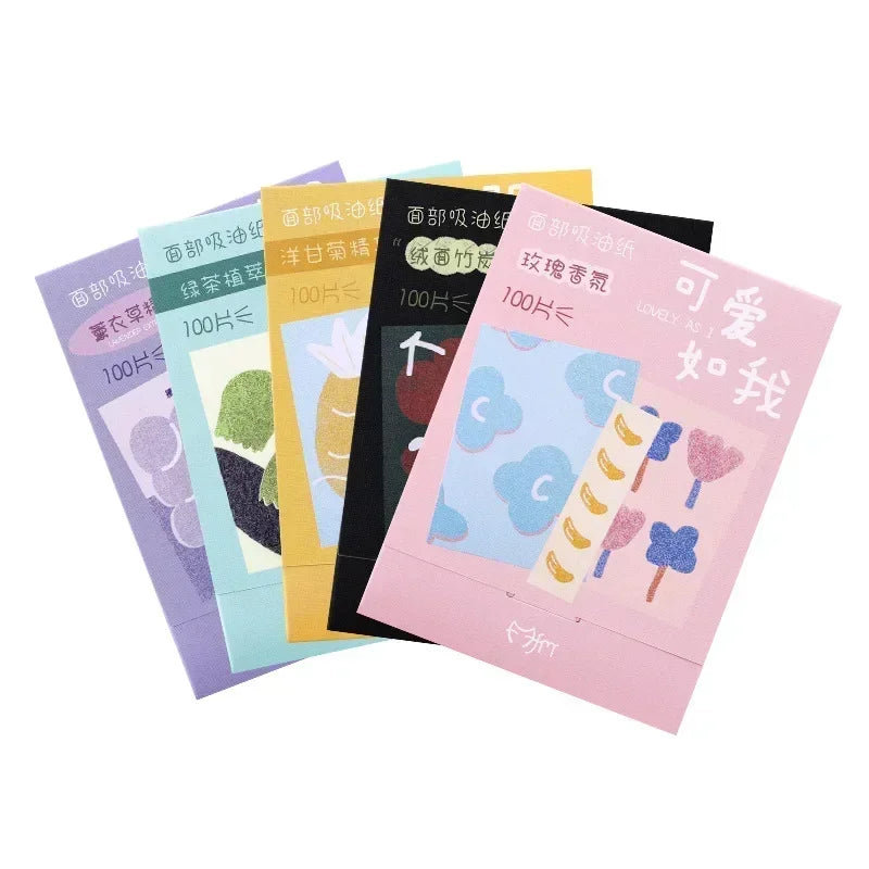 100pcs/set Portable Facial Oil Blotting Paper Matte Face Wipes Oil