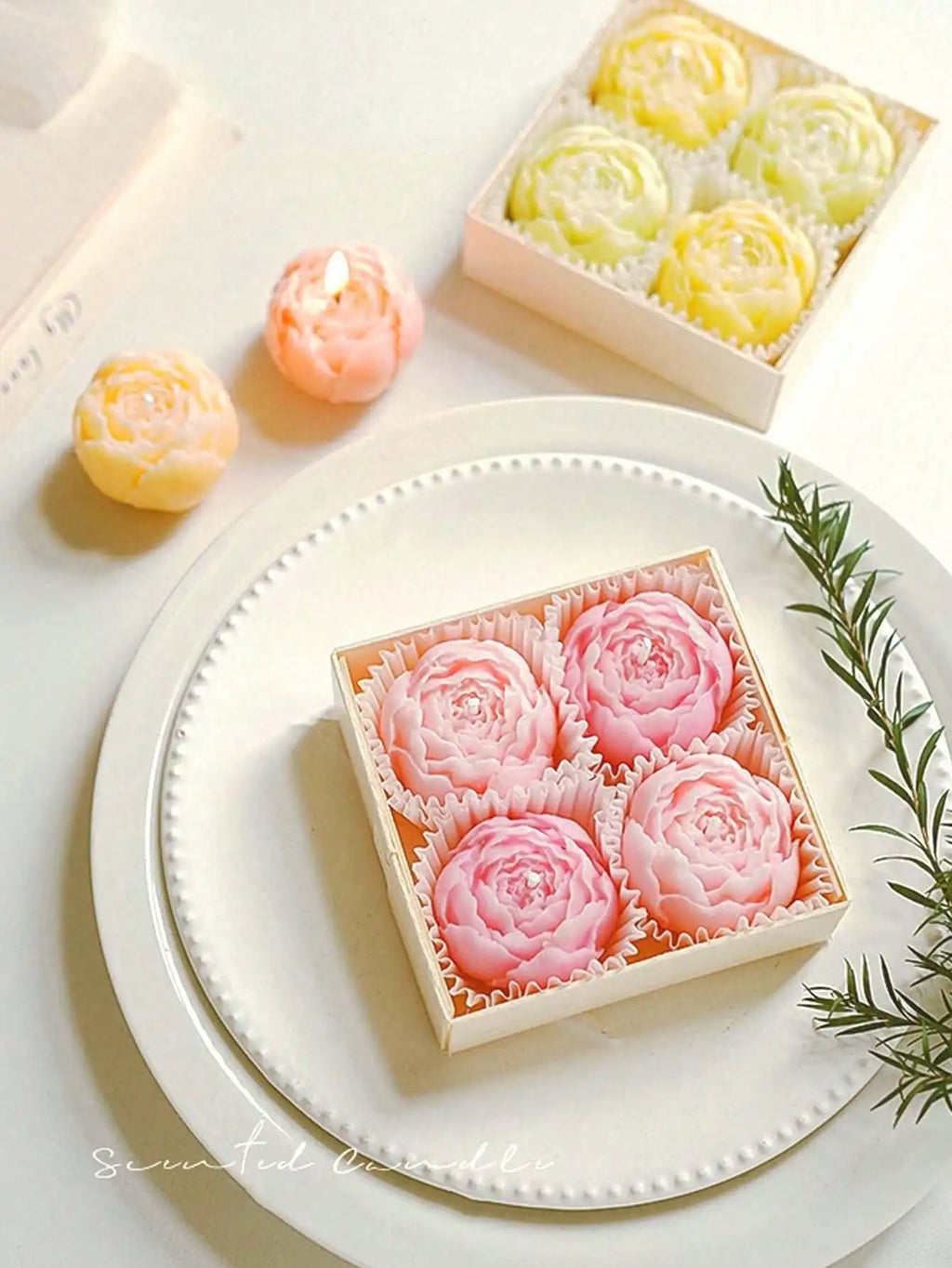 4 Pcs/Set Hand Made Rose Fragrance, Scented Candles, Hand Made Bouquet