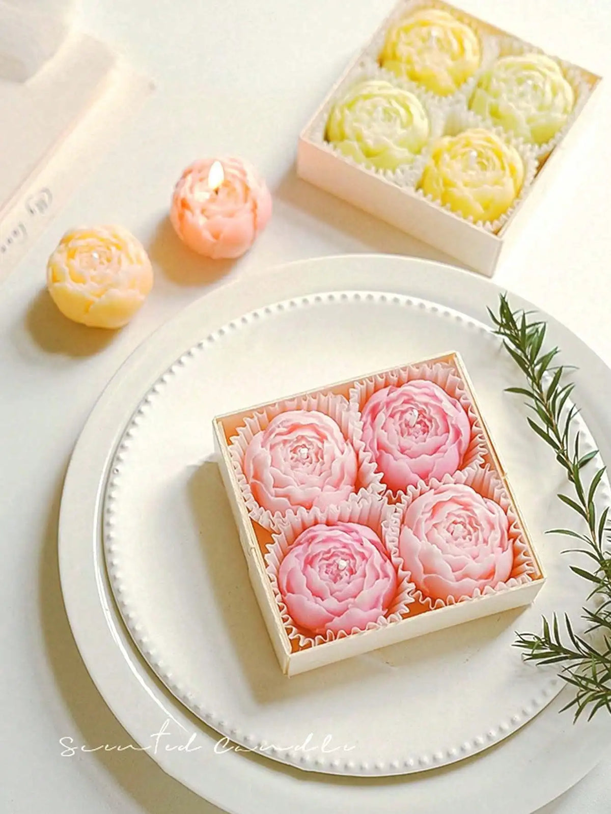 4 Pcs/Set Hand Made Rose Fragrance, Scented Candles, Hand Made Bouquet