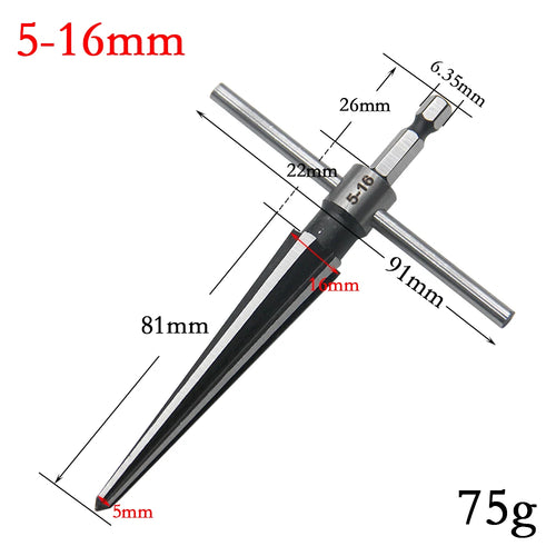 Woodwork Taper Reamer 3-13/5-16mm Wooden Board Electric Drill Hole
