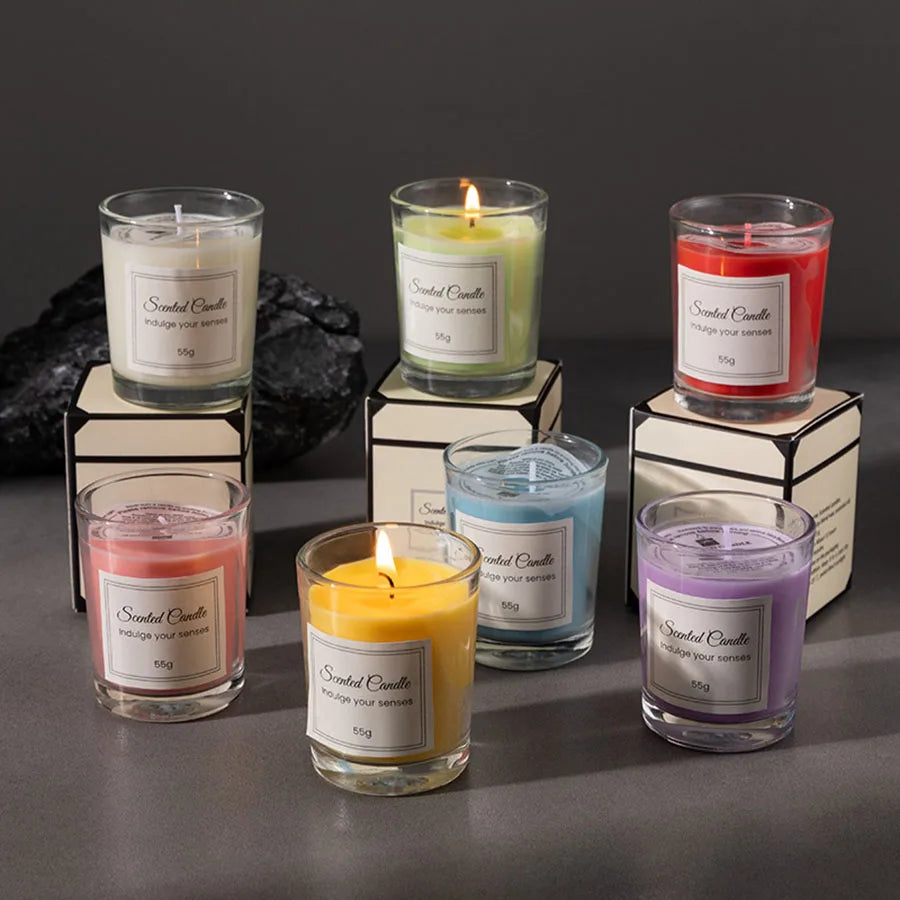Aromatherapy Candle Premium Gift Box Glass Handmade Soy Wax Smokeless