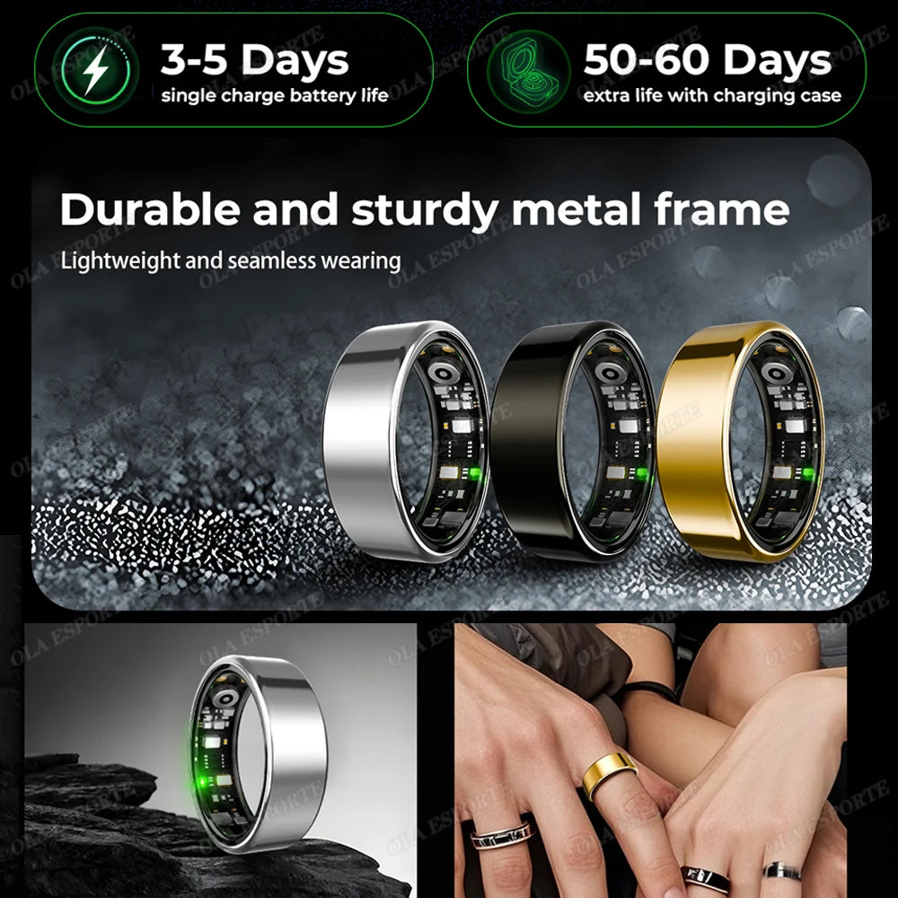 New R09 Smart Ring Men Women with Charging Case,Heart Rate Blood