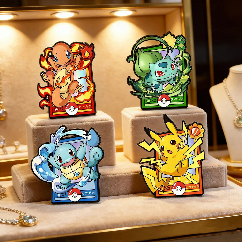 4pcs Cartoon Charmander Enamel Pins Metal Brooches Lapel Badges for