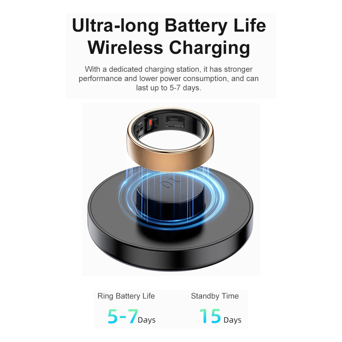 Uhoofit R10 Smart Ring with Charging Dock Men Women Health Sleep Heart