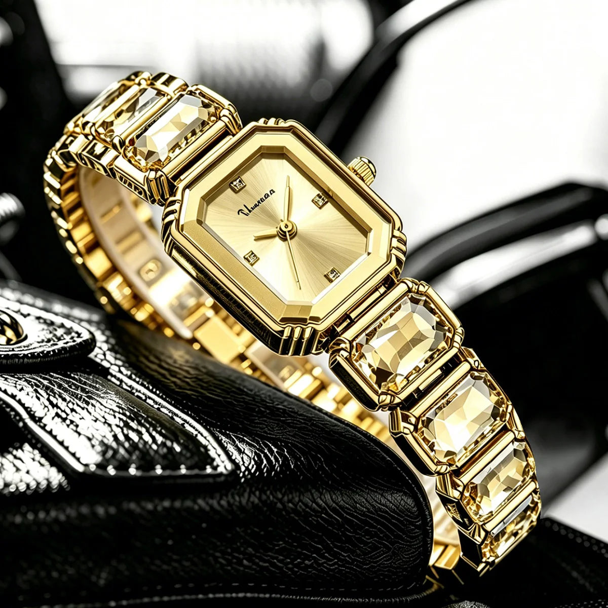 VA VA VOOM Luxury Diamond Women Bracelet Watch Fashion Rose Gold