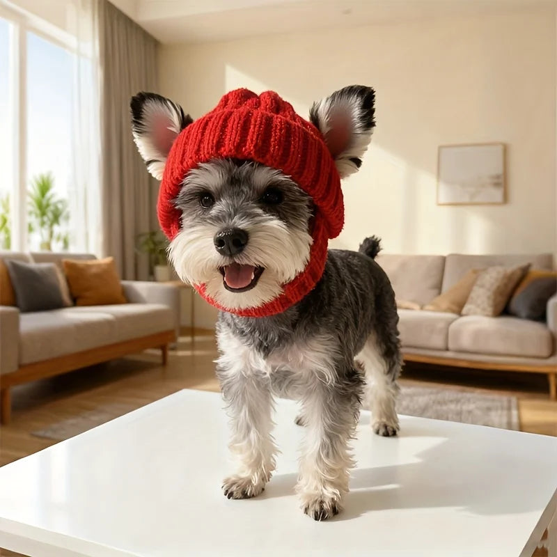 Maltese Dog Beanie Hat, Cozy Soft Knit with Ear Flaps, Cute Playful