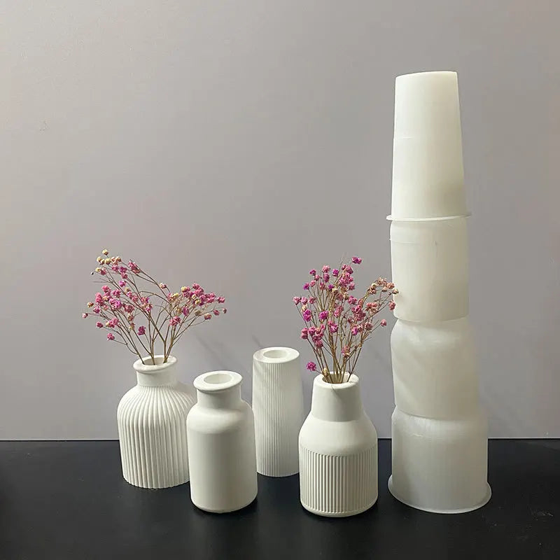 Circular Stripe Vase Silicone Mold DIY Cylindrical Stereoscopic Vase