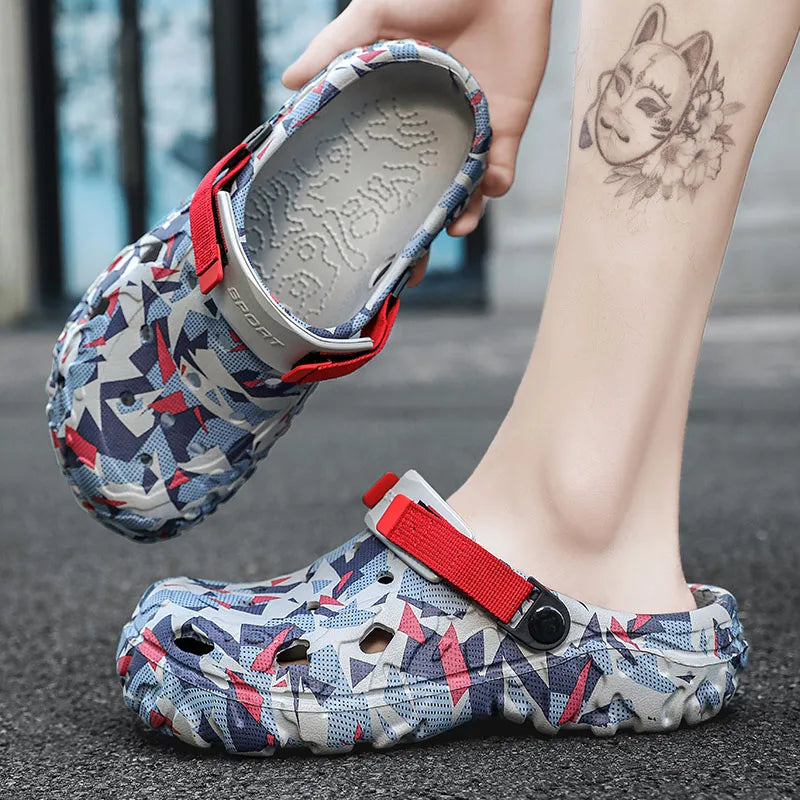 Men's Clogs Slippers Sandal Male Garden Shoes Flat Camouflage