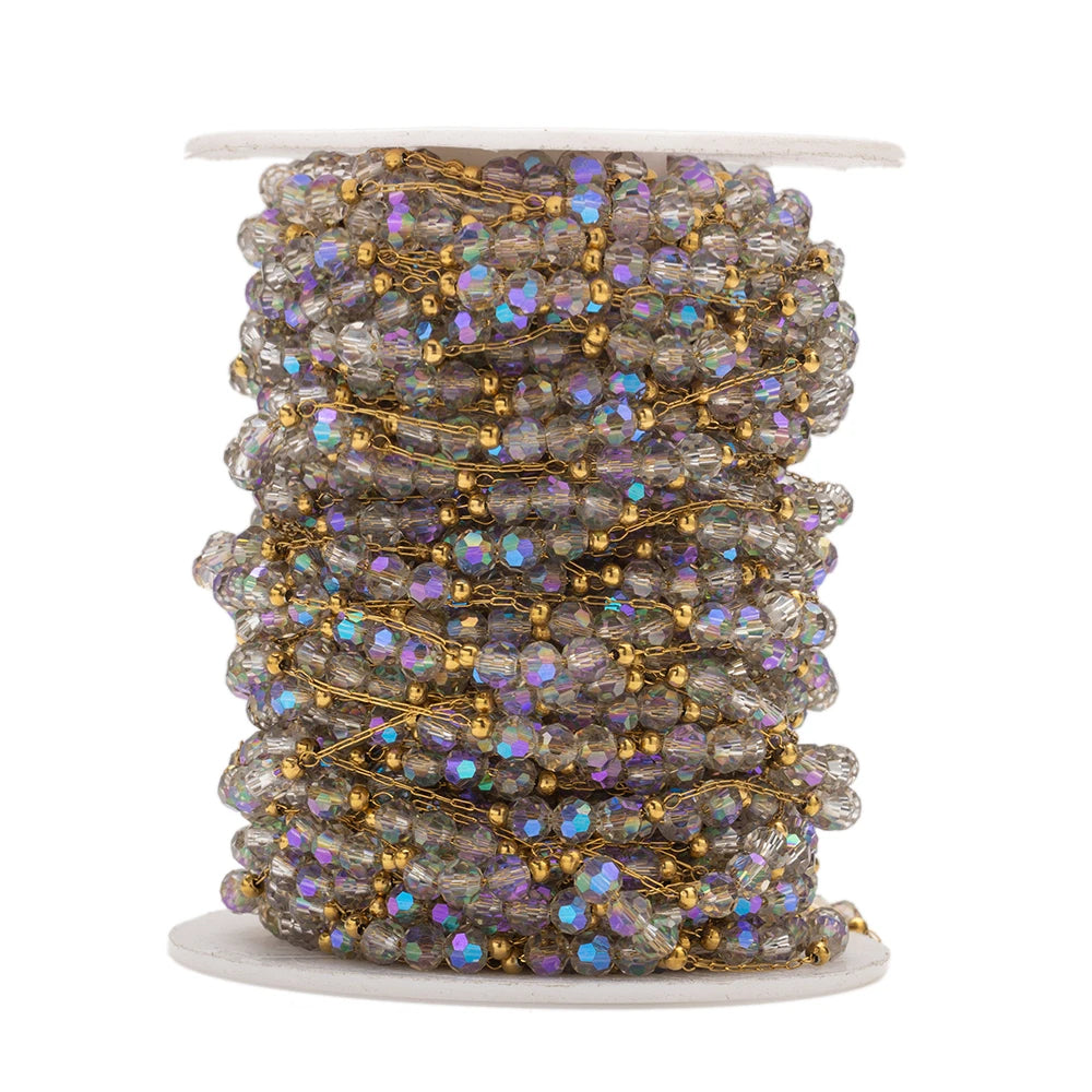 1Meter Stainless Steel Colorful Crystal Beading Chain for DIY