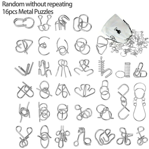 Metal Wire Puzzle Set, Brain Teaser IQ Test Disentanglement Iron Link