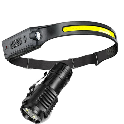 LED Headlamp Rechargeable 3-Modes Lighting Headlight Flashlight