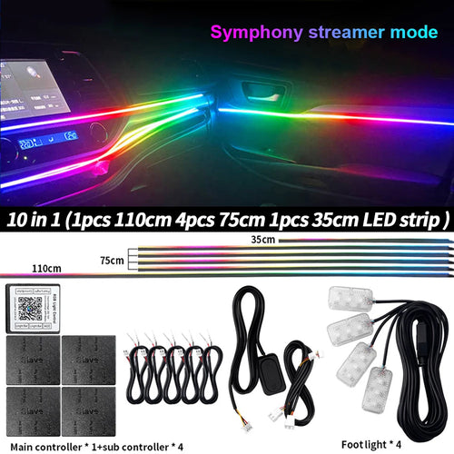Universal LED Car Ambient Light RGB 64 213 Color Acrylic Strips