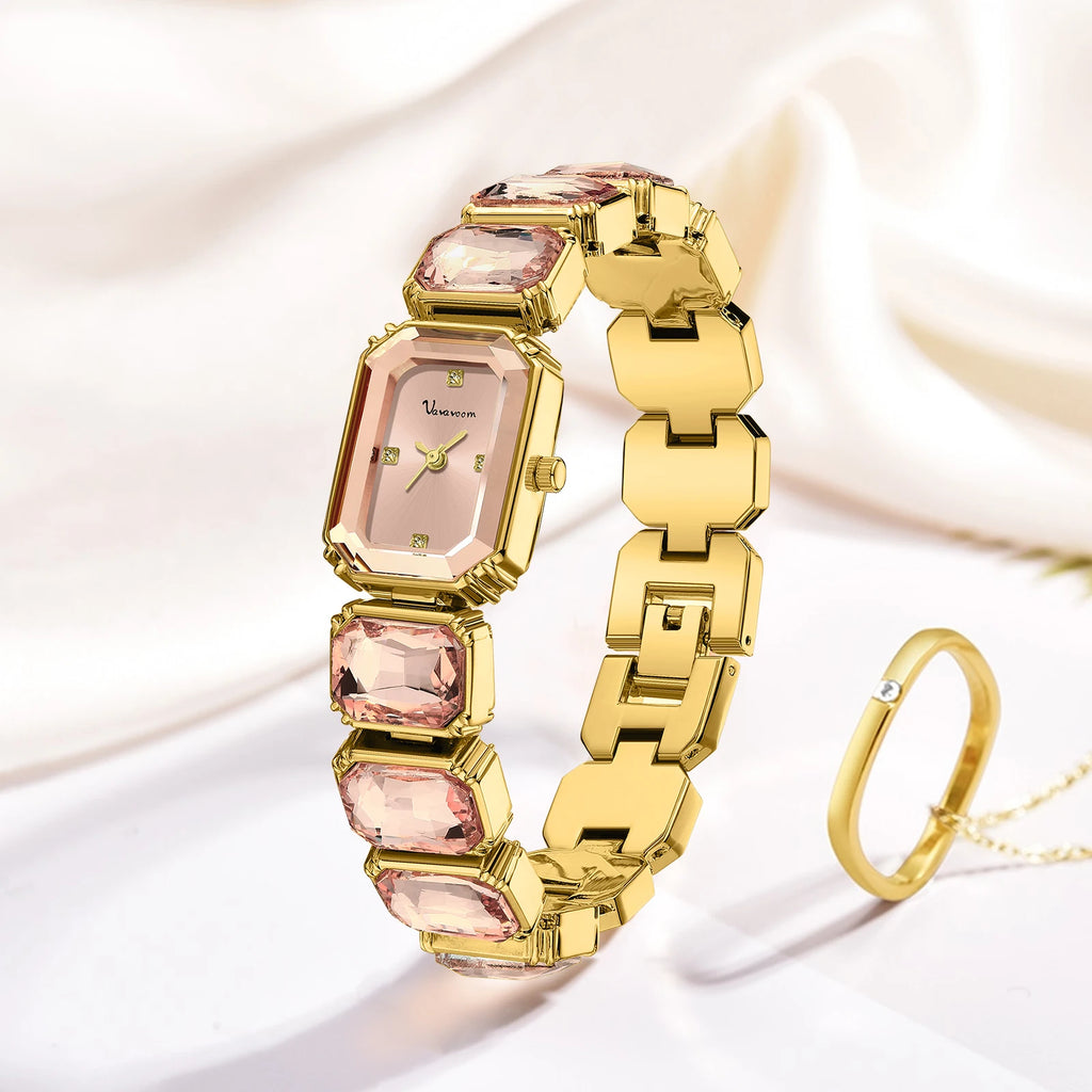 VA VA VOOM Luxury Diamond Women Bracelet Watch Fashion Rose Gold