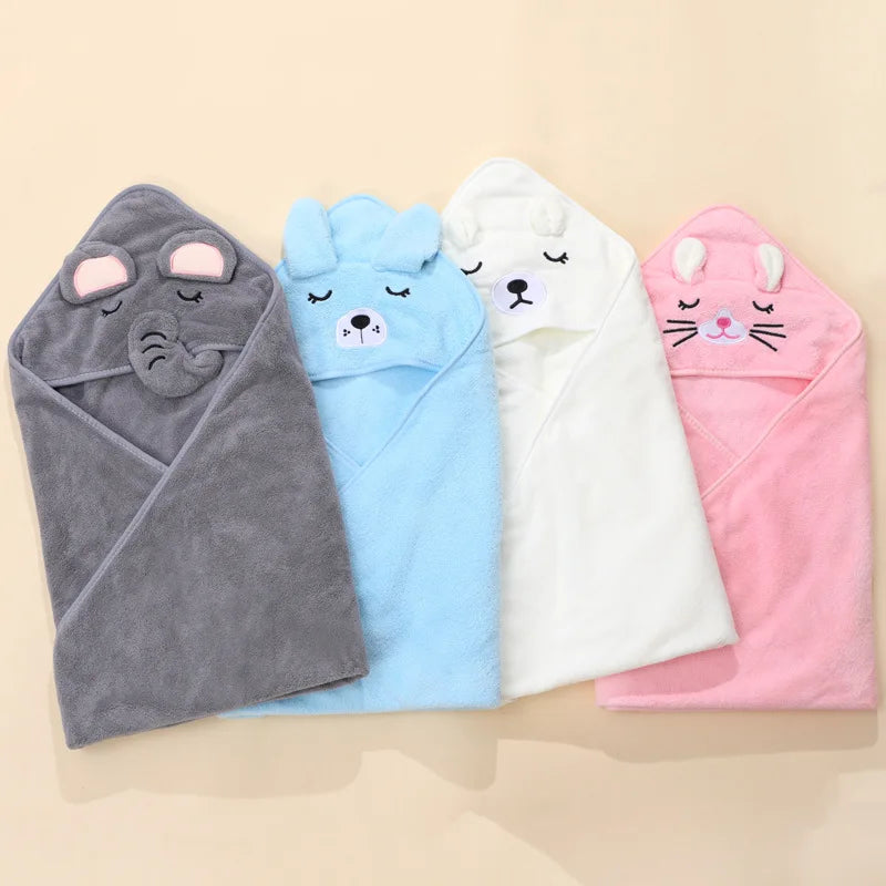 Cartoon Baby Bath Towels Soft Newborn Hooded Towel Blanket Cute