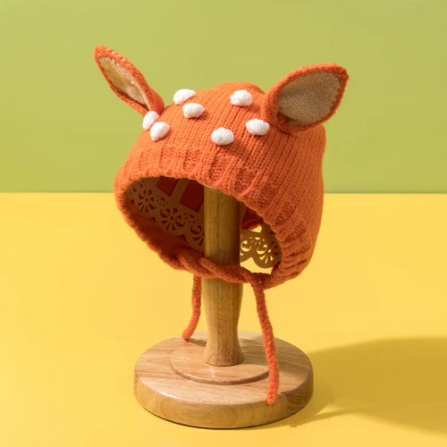 Cute Cartoon Baby Ear Protection Cap Winter Warm Infant Woolen Knitted