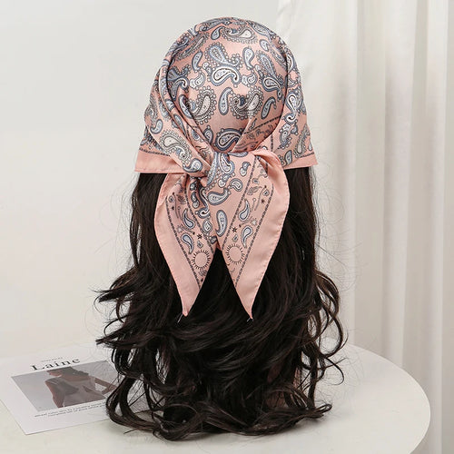 Bohemian Style Floral Print Women’s Square Silk Scarf Satin Head Wrap