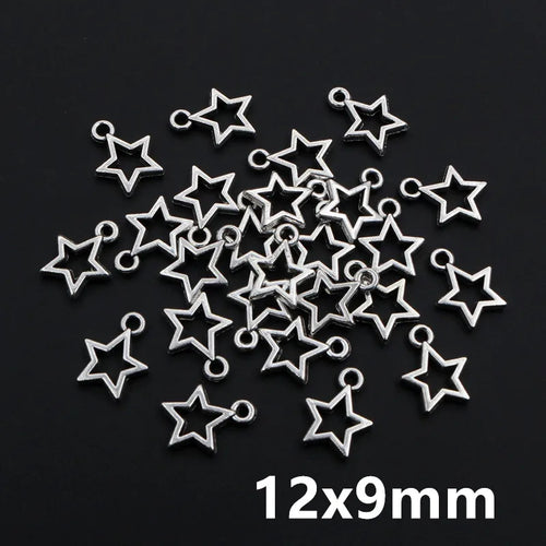 100pcs Small Star Charms Pendant Antique Silver Color Alloy Metal DIY