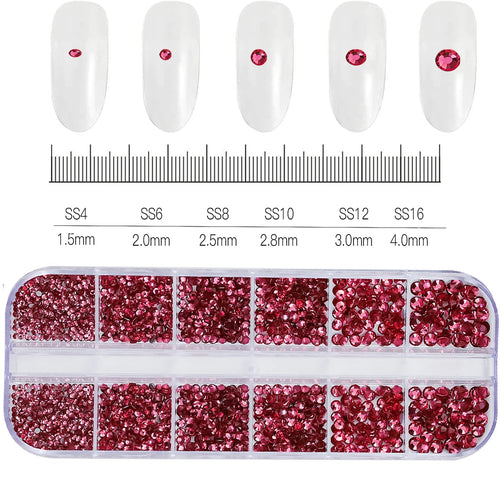 12Grids Mixed Mini Christmas Gems Nail Charms 2mm Luxury Crystal Nail