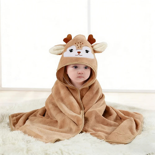 Baby Animal-Shaped Bathrobe, Quick-Absorbing Soft Hooded Bath Towel