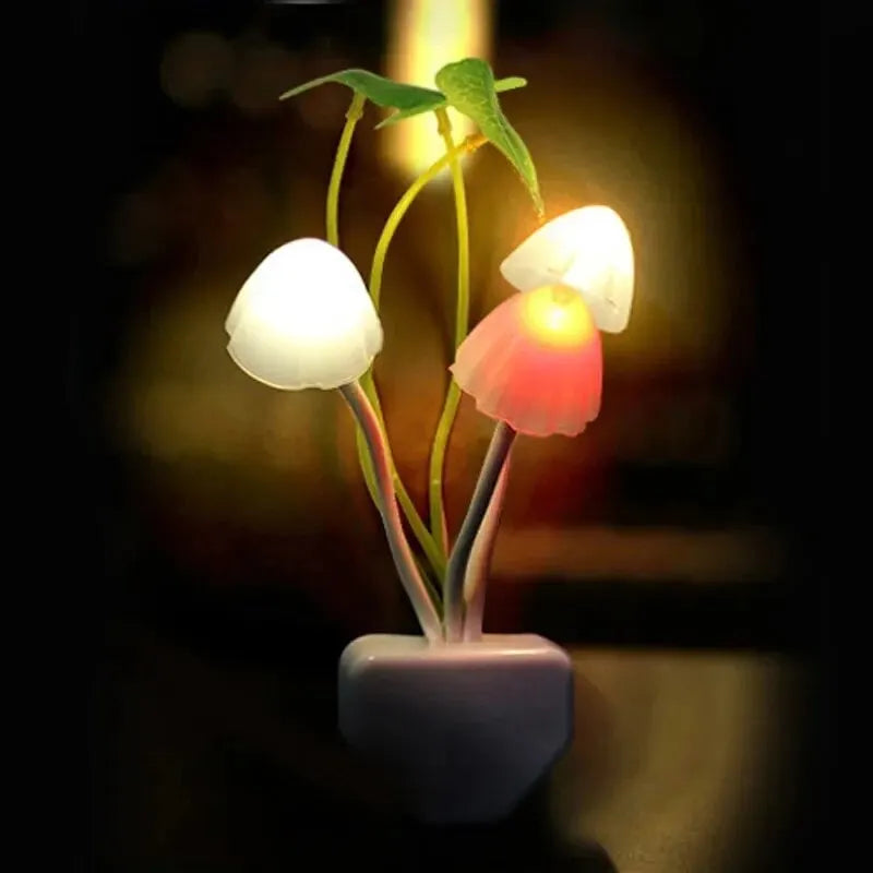 Novelty Mushroom Fungus Night Light EU & US Plug Light Sensor 220V