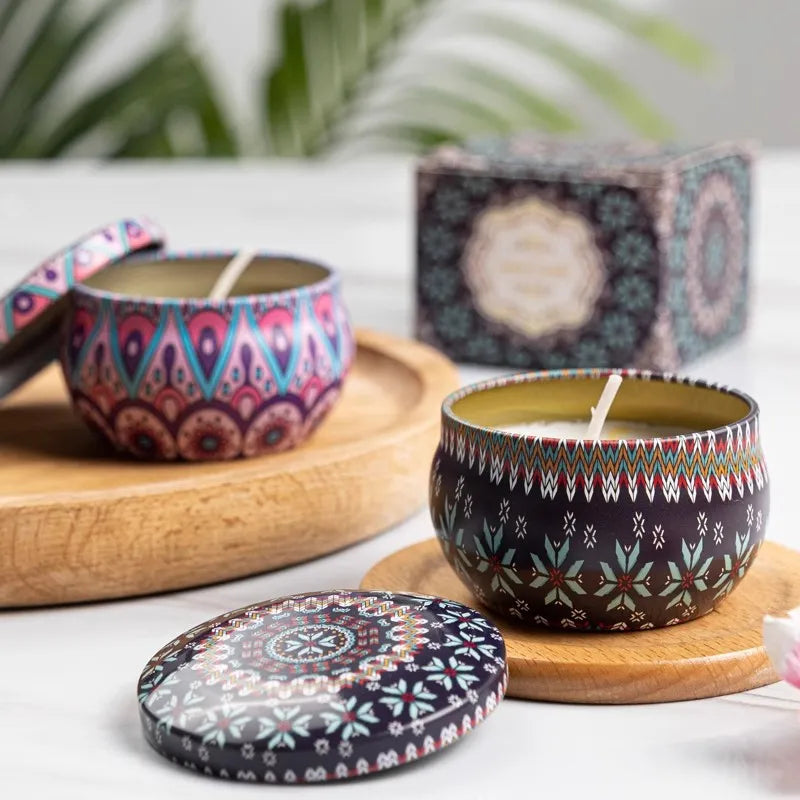 Vintage Scented Candles Soy Wax Candle Jars Flower Fragrance