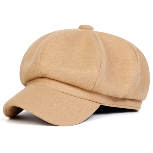 Woolen solid color beret fashion outdoor cotton hat autumn and winter