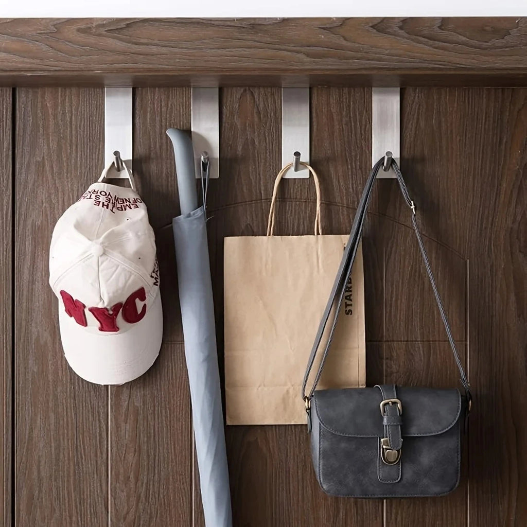 1-2pcs Stainless Steel Non Perforated Glass Door Hook, Portable
