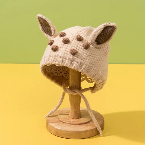 Cute Cartoon Baby Ear Protection Cap Winter Warm Infant Woolen Knitted