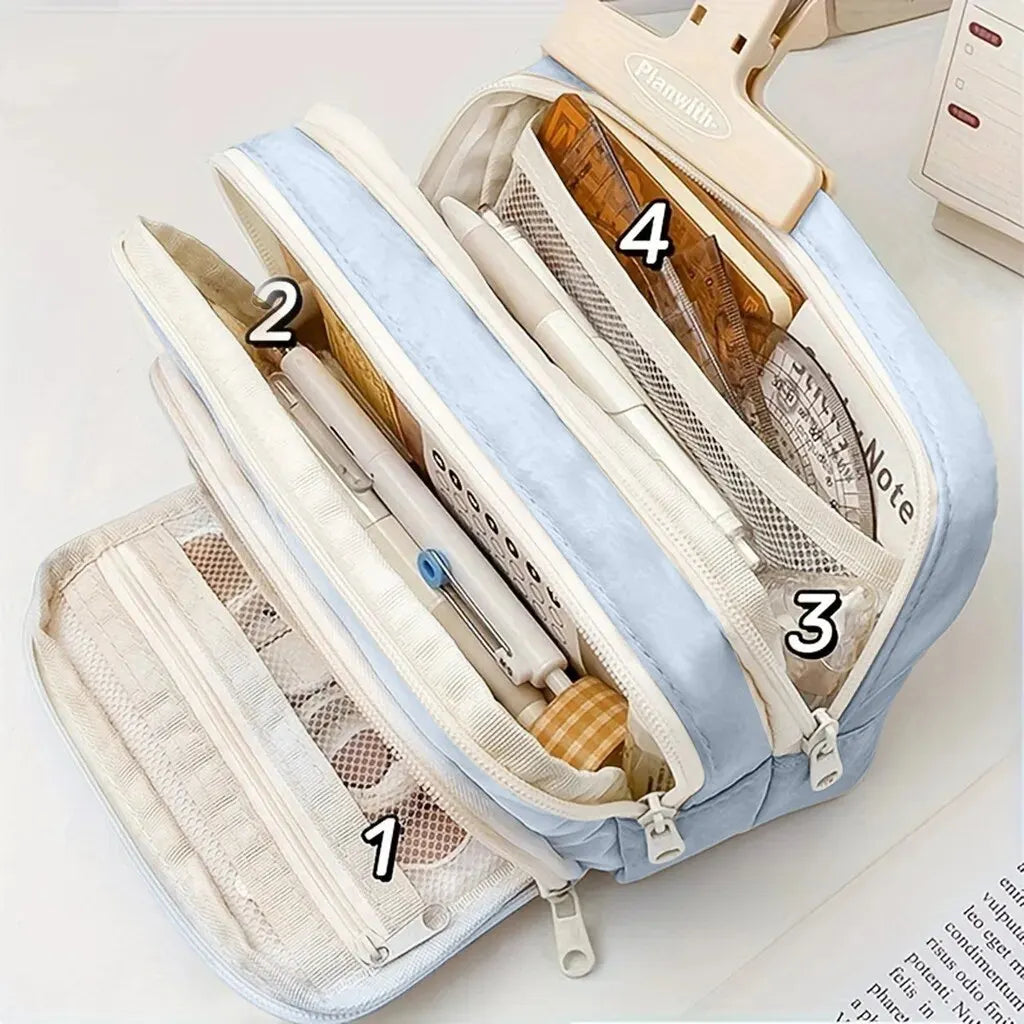 Kawaii Pencil Case 3 Layers Cute Pen Bag Large Capacity Korean