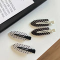 Black White Polka Dot Acrylic Hair Clips Minimalist Secure Hold