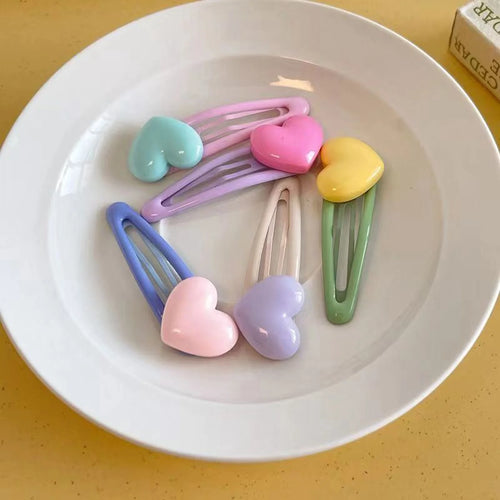 Cartoon Heart Hair Clips Non-Slip Heart Decor Resin Hair