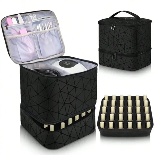Double Layer Cosmetic Bag, Large Capacity Portable Travel Toiletry