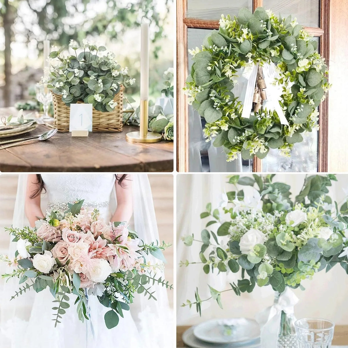 Eucalyptus Leaf Stems Green Artificial Plants