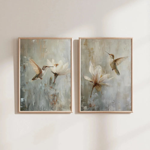 2pcs/set of Retro Hummingbird Animal Canvas Prints Minimalist Retro