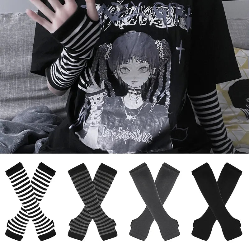 Winter Fashion Striped Arm Warmers Knitted Female Wrist Hand Warmer
