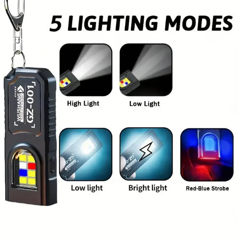 Multifunctional Keychain Flashlight USB Rechargeable Mini Flashlight