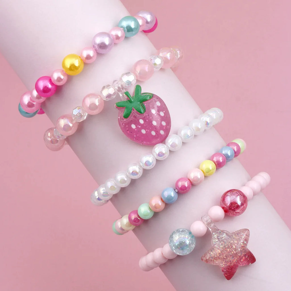 5 pieces of suit children's beaded bracelet suit new color acrylic