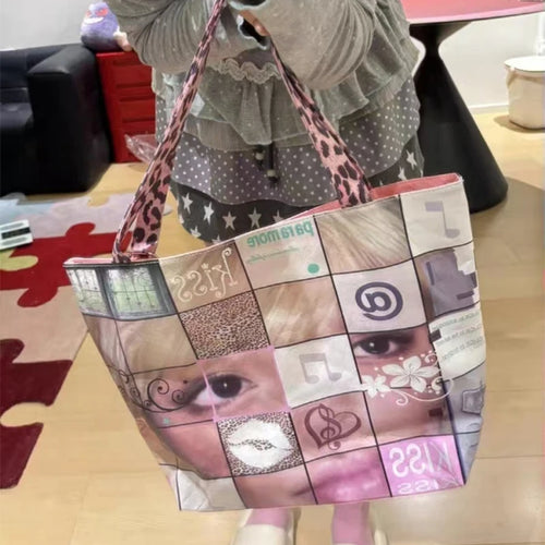 Creative Women's Tote Bag Trend Face Printing Large Capacity