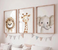 3 Pcs/Set Giraffe Lion & Zebra Animal Canvas Print Safari Wall Art